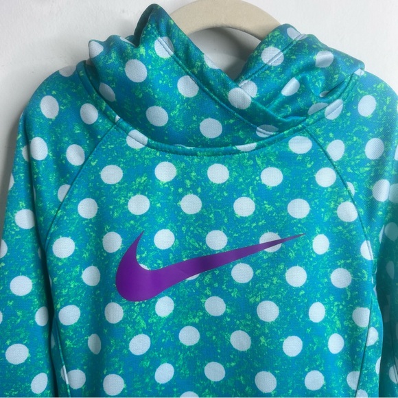 Nike Polka Dot Girls' Therma-FIT Pullover Hoodie Teal Size S - Picture 6 of 13